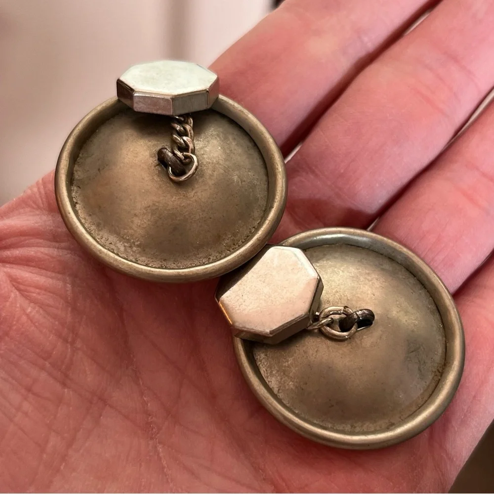 Vintage 1960 70 MCM Thailand Buddha Silver cosplay Oversized Art deco Cufflinks